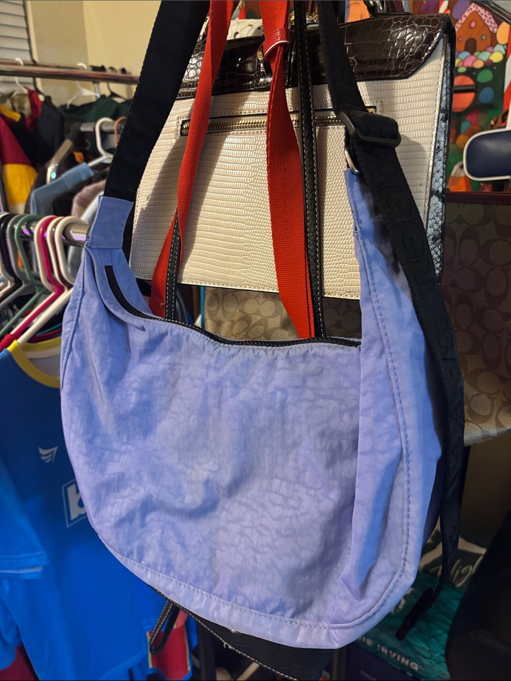 Hello Kitty Lavender Patchwork Shoulder Bag with Red & Green Accents - Picture 2 of 3